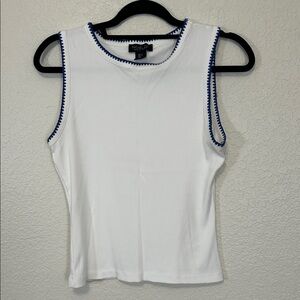 Rachel Zoe White Tank with Blue Trim